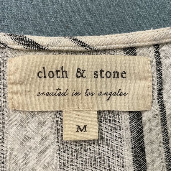 Cloth & Stone (Anthropologie) Waist Tie Blouse - White/Black, M - Picture 4 of 7